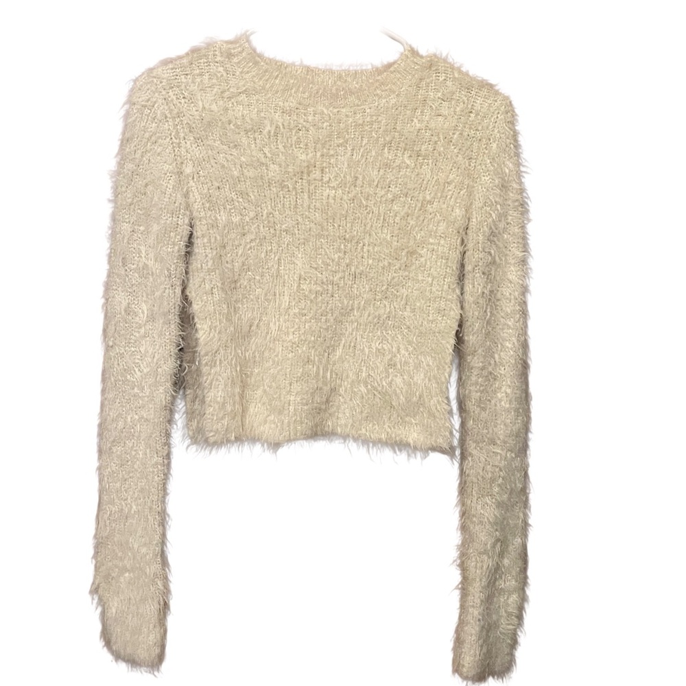 Akira Chicago Red Label Fuzzy Cream crop Sweater
